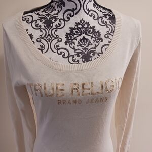 True Religion Beige Long Sleeve Sweater
